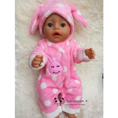 Pink leisure jumpsuits clothes Wear fit 43cm Baby doll, Children best Birthday Gift doll rabbit clothes