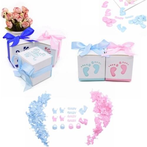 Baby Shower Party Baby Stroller Footprint Shape Candy Box For Gender Reveal Table Confetti Decor Kids Favor Birthday Supplies 7z