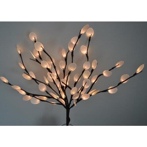 Free Shipping 3V Adaptor Type Pearl White Silver Dollar LED Branch Light 20" 60 LED branch light Home/ wedding table decoration