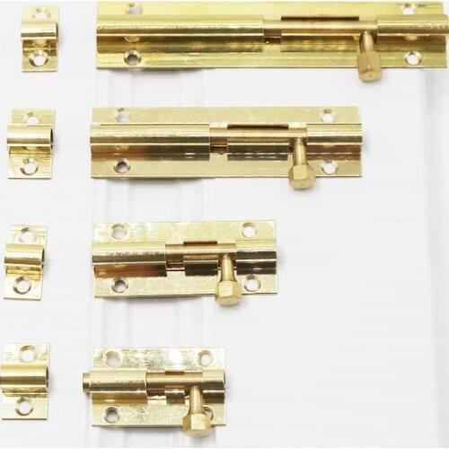 Best Selling Brass Doors Slide Latch Lock Bolt Latch Barrel Home Gate Safety Hardware Screws 4 Size 1.5/2/3/4 Inch Gold Color