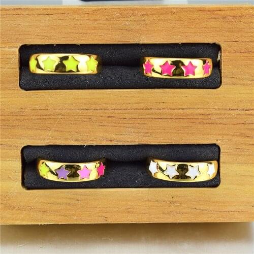Copper Korean Romantic Star Ring Enamel Drop Wax Ring Mens Fashion Jewelry Ladies Fashion Jewelry