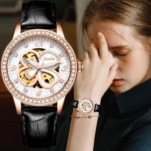 Fashion Womens Watches Top Brand Luxruy SUNKTA Automatic Watch women Waterproof Sport Clock Ladies Leather Business Wrist watch