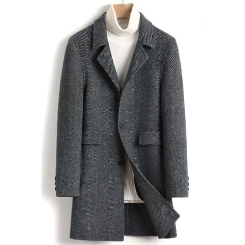 2020 New Wool Coat Men Autumn Winter Woolen Jacket Men Long Overcoat Mens Coats and Jackets Abrigo Hombre 4525 KJ3622