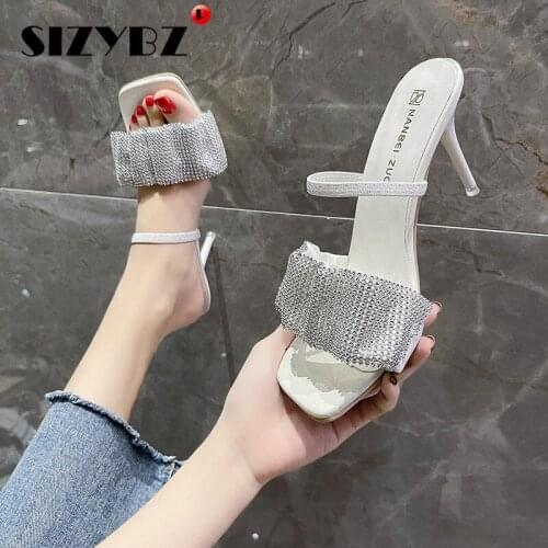 Open Toe Pumps Women Shoes Fashion Sandals Women Stiletto Heel Summer New Rhinestone Fairy Style Square Toe High-heeled Sandals