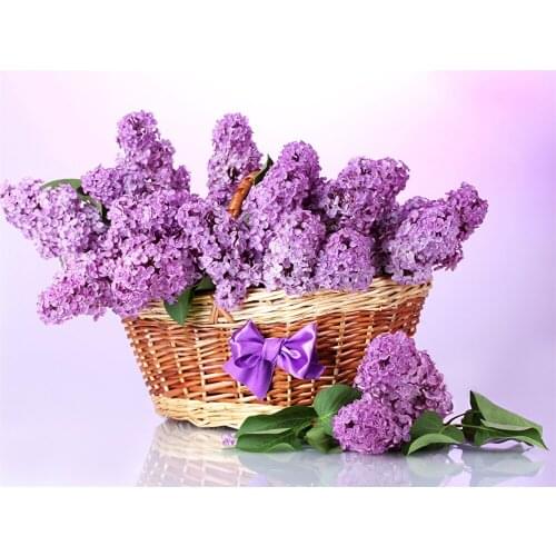Lilac Flower DIY Embroidery Cross Stitch 11CT Kits Needlework Craft Set Cotton Thread Printed Canvas Home Decoration Design
