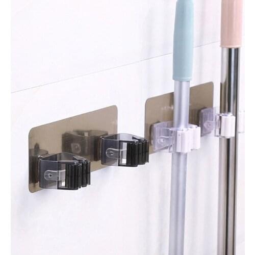 Wall Mounted Broom Holder Bathroom Wall Mop Holder Sticker Broom Mop Rack