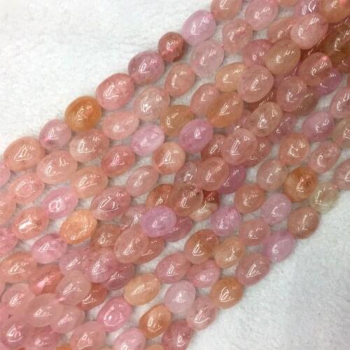 Natural Genuine Pink Beryl Morganite Nugget Free Form Fillet Irregular Pebble DIY Necklaces Bracetls Beads 15" 05907