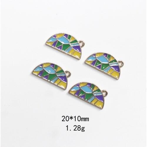 Novelty earrings Korean earrings quirky jewelry dripping oil mosaic semicircle alloy jewelry accessories earrings pendant