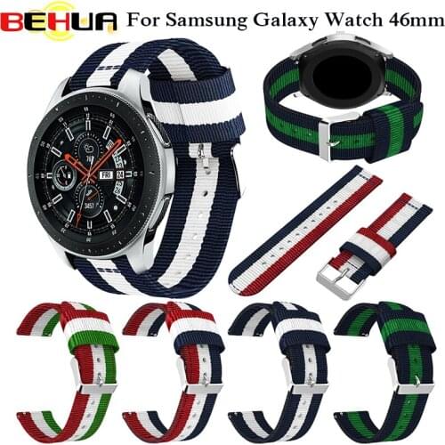 Genuine Nylon Sport 22MM watch band For Samsung Galaxy Watch 46MM smart watch Strap Bracelet Replacement Wristband Adjustable