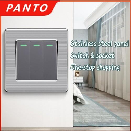 PANTO 2Gang 2way Wall Light Switch 220 with Index Light Interior Lighting Luxury Wall Switch Aluminum Alloy Panel AC 220V