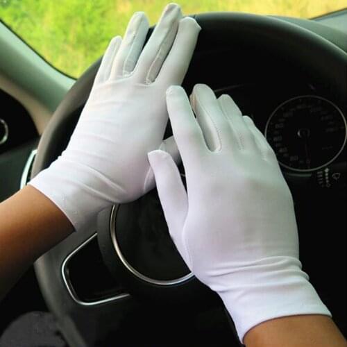 1Pair Spring Summer Spandex Gloves Men Black White Etiquette Thin Stretch Gloves Dance Tight Jewelry Gloves Hands Protector