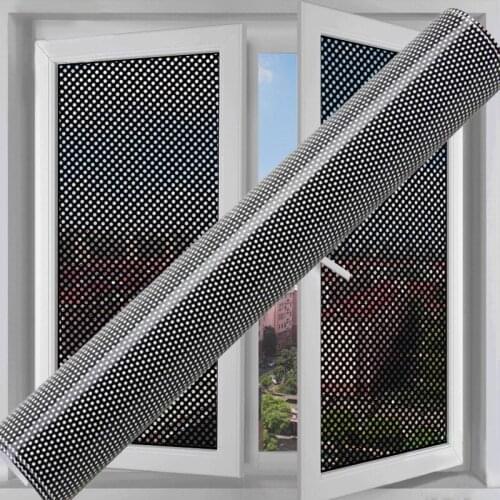SUNICE Perforated Window Film Home Decor Self Adhesive Black Dotted Mesh Stickers One Way Vision Privacy Glass Viny Foil Office