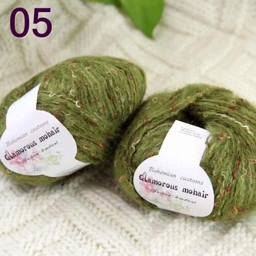 Sale 2SkeinX50gr Luxury Fluffy Soft NEW MOHAIR Shawls Hand Knit Crochet Yarn Green 825-054-2