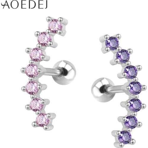 AOEDEJ 4 Colors Crystal Ear Stud Earrings Stainless Steel Cartilage Earrings Tragus Conch Helix Piercing Oorbellen Voor Vrouwen