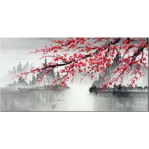 Traditional Chinese Painting Hand Painted Plum Blossom Canvas Wall Art Modern Black And White Landscape Oil For Office Decor