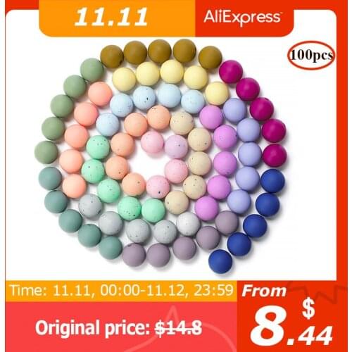 TYRY.HU 100Pcs 12mm Silicone Beads Free-BPA Food Grade Silicone Round Beads Baby Teeth Nursing DIY Pacifier Chain Accessories