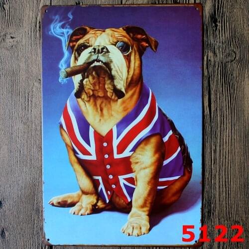 War Decorative Cute Dog/Cat Home Metal Plates Vintage Metal tin sign Wall art craft painting Bar Pub Home War Decor metal arts