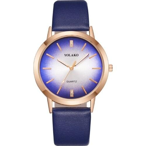 Gradient Color Women Leather Belt Wristwatch Adjustable Buckle Bracelet Watch Ladies Quartz Watches Wholesale