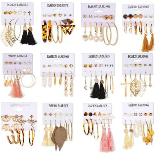 Earrings 2020 new for women tassel Round set fashion Accessories Minimalism gold Stud gifts geometric trendy Dangling earrings