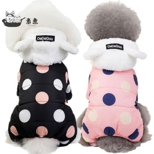 Winter Dog Clothes Thicken Overalls Warm Clothes Pets Puppy Hoodies Coat Cute Dot Jacket Polka Cotton Coat for Dog Clothes