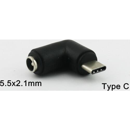 1pc USB 3.1 Type-C Male to 5.5 x 2.1mm Female Right Angle DC Power Charger Adapter