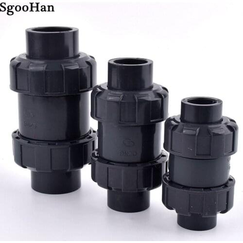 1pc Dark Grey I.D 20~90mm UPVC Non-Return Ball Valve Plastic One-Way Check Valve Vertical lie General Water Pipe Union Valve