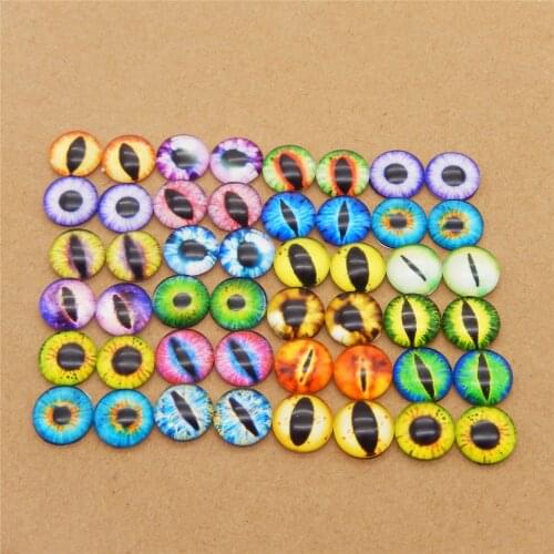 10-50PCS Round 6MM-30MM Glass Dragon Cat Eyes Cabochon Charms Accessory Glass Cabochon Multi Color Horse Eyes Cat Pattern Crafts