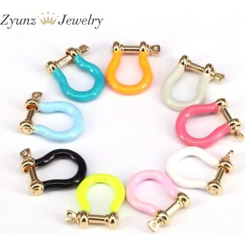 10PCS, New Colorful Enamel Buckle clasp, Enamel U shape Clasp, White/Pink/Turquoise/Yellow/Lime Clasp Lock, Screw Clasp