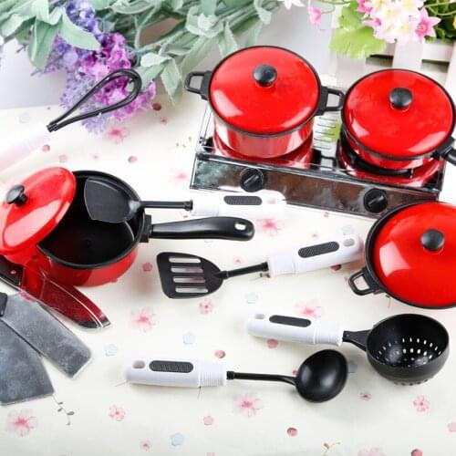 13PCS Kitchenware Toys Simulation Kitchen Cookware Tool Pot Spatula Colander Knives Play Set Kid Early-education Toy