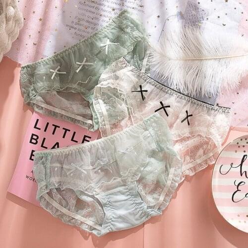 2021 Womens Cotton Underwear Sexy Lace Panties Fashion Hollow Out Bow Briefs Low Waist Seamless Underpants Female Lingerie