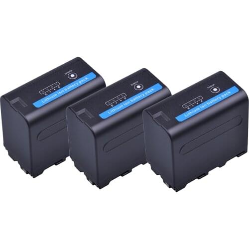 3Pcs 7.2V 7200mAh NP F960 F970 Camera Li-ion Battery with LED Power Indicator for Sony NP-F550 NP-F770 NP-F750 F960 F970 Accu