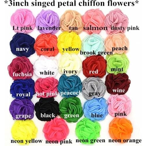 30pcs /lot 8.5cm singed puff chiffon artificial fabric petals flower DIY Garment Hair Accessories