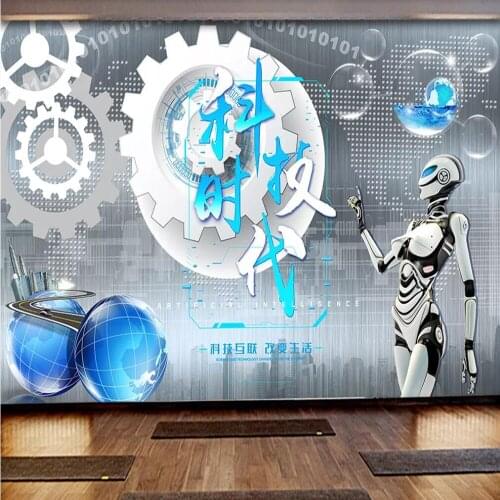 Milofi Custom 3D Wallpaper Mural Technology Age Smart City Gear City Studio Background Wall Decoration Wallpaper Mural