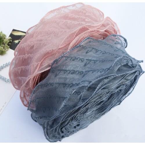 5yards/lot 55mm Flocking Letter Print Wavy Edge Organza Ribbon for DIY Craft Gift Wrapping Party Home Decoration