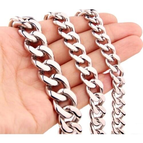 7-40"Wholesale Jewelry Silver Color Waterproof Cuban Curb Chain Stainless Steel Mens Womens Necklace Or Bracelet Fashion Jewelry