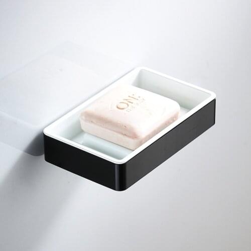 Bathroom Soap Dish Square Nail Free Soap Holder Aluminum Bath Shower Shelf Bath Shower Wall Mount Rack Soap Holder Black/Silvery