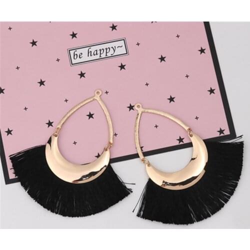 DoreenBeads Polyester Tassel Pendants Fan-shaped Gold Pink Colorful Jewelry DIY Findings About 7.5cm(3") x 7cm(2 6/8"), 3 PCs