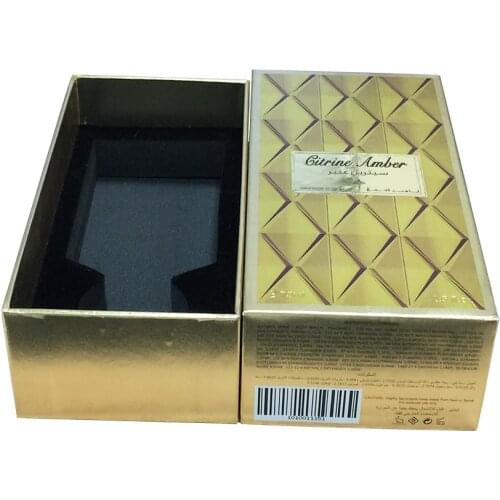 Factory Luxury Premium Gold Cardboard Velvet EVA Insert Cosmetic Perfume Box Packaging with Lid and Base