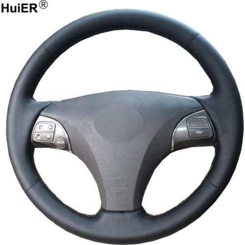 HuiER Hand Sew Car Steering Wheel Cover Black Leather For Lexus ES240 ES250 ES300 ES350 2007-2012 Lexus GS350 GS450h GS460 2010