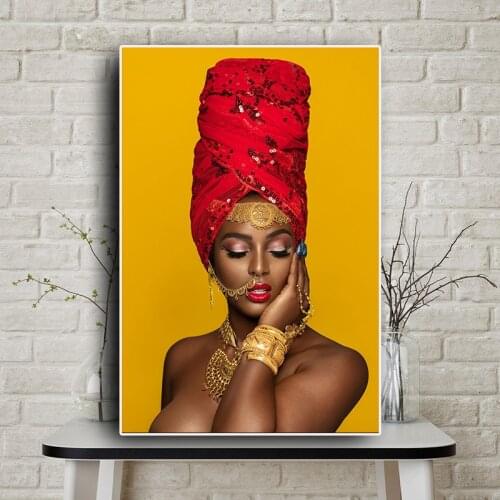 Black and Gold Sexy Lips Nude African Women Oil Painting on Canvas Posters and Prints Cuadros Wall Art Pictures for Living Room
