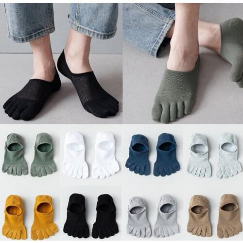 Summer Men Five Toe Socks Deodorant Sweat-Absorbent Split Toe Socks Shallow Mouth Invisible Non-Slip Men Mesh Boat Sock New Hot
