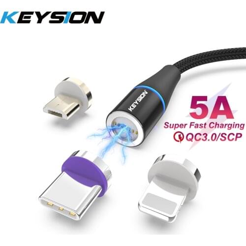 KEYSION 5A Magnetic USB Type-C Cable For Huawei Samsung Xiaomi USB C fast Cable Micro USB Phone Magnet Charger For iPhone XR XS