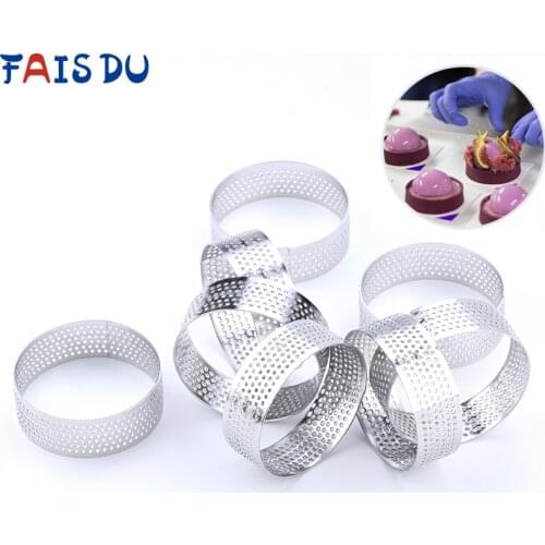 4/6 Pcs Mini Tart Ring Stainless Steel Tartlet Mold Small Circle Cutter Pie Ring Heat-Resistant Perforated Cake Mousse Molds