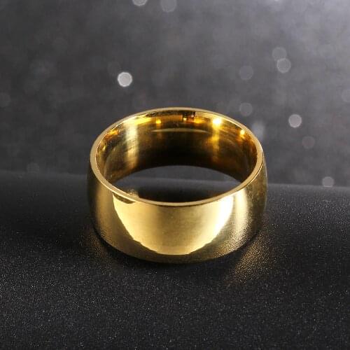 MOREDEAR 8mm Gold Color Titanium Steel Ring for Men and Women