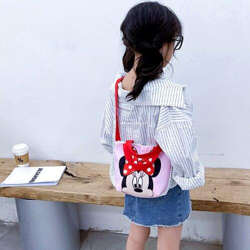 2021 New Disney Mickey Minnie Stitch Canvas Childrens School Bag Cartoon Girl Boy Handbag Cute Lightweight Small Cloth Bag