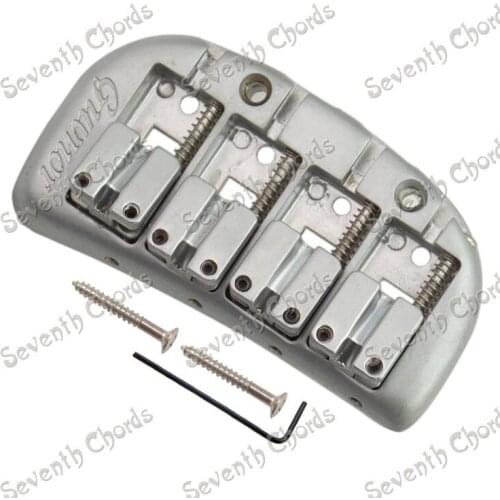 Silver Curve Baseplate Double Bullet 4 String Saddle Electric Bass Bridge
