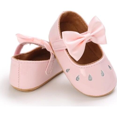 Baby Girl Toddlers Princess Dress Shoes, Shiny Leather Bowknot Mary Jane Flats with Non-Slip Soft Sole