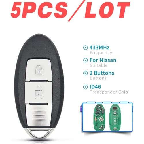 2 Buttons For Nissan Micra March Leaf Juke F15 Note E12 Tiida after 2012-2016 433Mhz ID46 Chip Remote Car Key