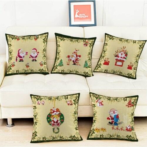 Christmas cartoon santa claus white Velvet Fabric Pillow cushion cover Pillowcase Home sofa Decoration cushions Pillows covers