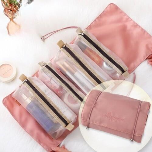 Detachable Nylon Makeup Bag New Portable Large-capacity Four-in-one Portable Folding Travel Cosmetic Storage Toilet Bag